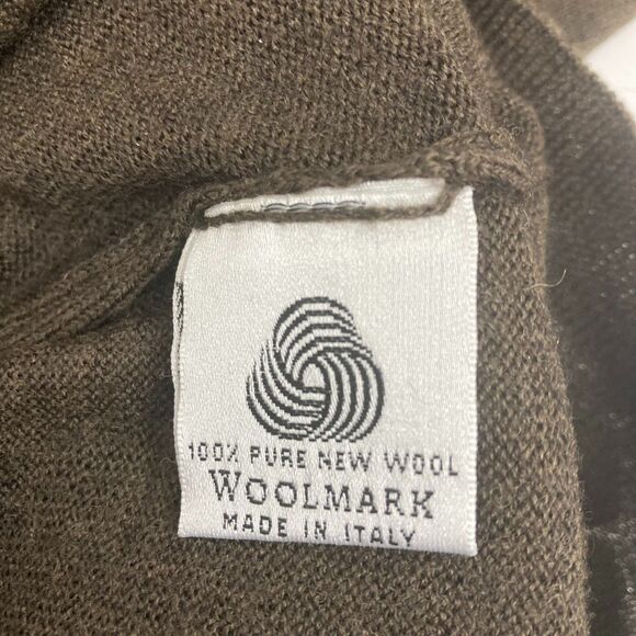 🇮🇹 FiJi Italian Wool Sweater XL Mock Neck Brown Woolmark Made Italy - Picture 13 of 16